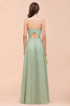 Trägerloses Chiffon-Abendkleid für Brautjungfern Elegantes langes Kleid für die Trauzeugin