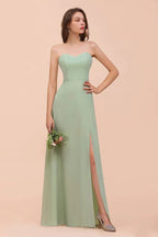 Trägerloses Chiffon-Abendkleid für Brautjungfern Elegantes langes Kleid für die Trauzeugin