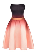 Strapless Gradient Satin Mini Party Dress Knee Length Homecoming Dress