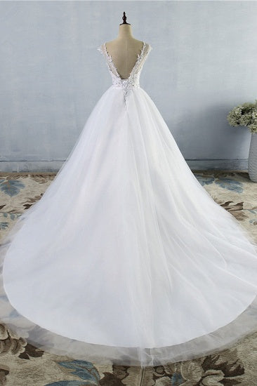 Vestido de Noiva Princesa Sem Alças, Sem Mangas, com Cauda Arrastada