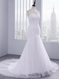 Abito da sposa senza spalline a cuore, sirena, in pizzo con balze, tulle, abbigliamento nuziale