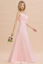 Träger Herzform Rosa Brautjungfernkleid Rückenfrei Chiffon Abendkleid