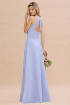 Vestido de Dama de Honra Elegante, Sem Mangas, com Decote em V e Alças, Comprimento até ao Chão, Corte em A