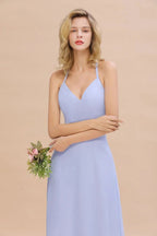 Vestido de Dama de Honra Elegante, Sem Mangas, com Decote em V e Alças, Comprimento até ao Chão, Corte em A