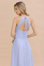 Vestido de Dama de Honra Elegante, Sem Mangas, com Decote em V e Alças, Comprimento até ao Chão, Corte em A
