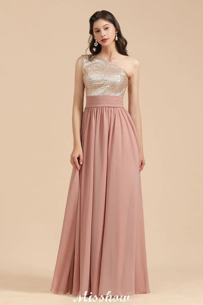 Stylish One Shoulder Sequins Chiffon Evening Party Dress Prom Dress