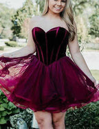 Stylish Short A-Line Sweetheart Lace-up Tulle Prom Dress