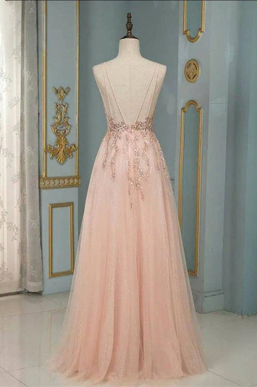 Vestido longo de noite elegante com alças finas, decote em bico, renda floral, tule e sem mangas, vestido rodado para baile