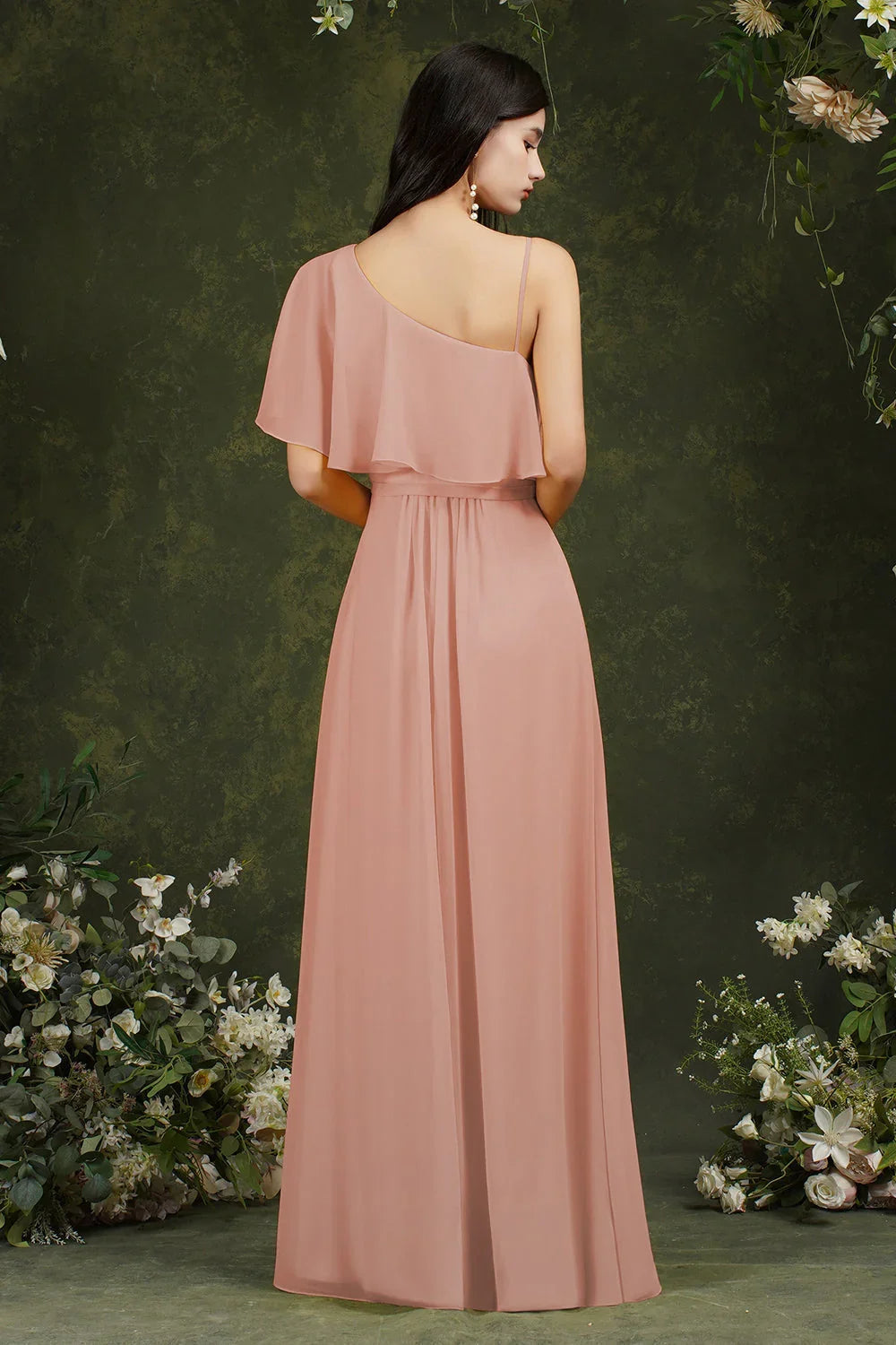 Stylish Split Front One-shoulder Tulle Aline Prom dress