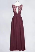 Stilvolles Abend-Maxikleid mit V-Ausschnitt, A-Linie, Chiffon, ärmellos, Brautjungfernkleid, Burgunderrot