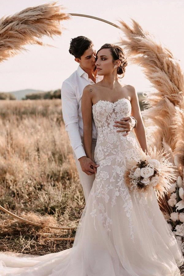 Robe de mariée blanche élégante en tulle et dentelle Sweeteart