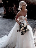 Sweetheart A-Linie Brautkleider Tüll Applizierte Kleider