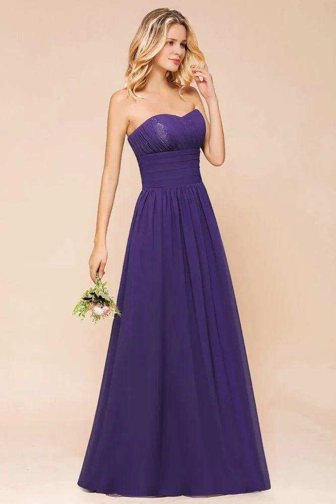 Sweetheart Chiffon Garden Bridesmaid Dress Strapless Party Dress