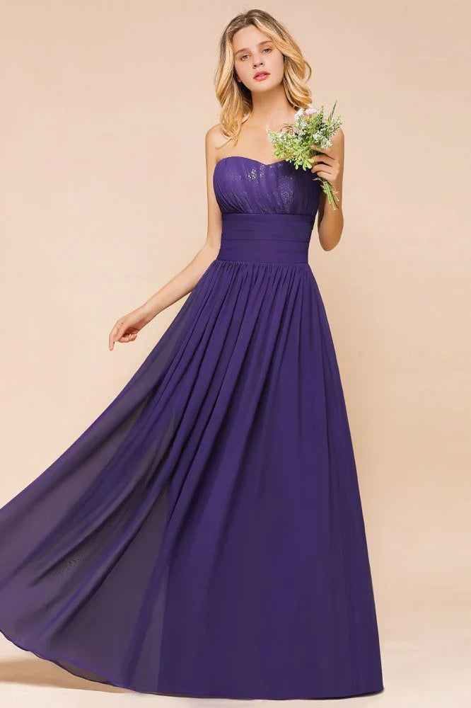 Sweetheart Chiffon Garden Bridesmaid Dress Strapless Party Dress