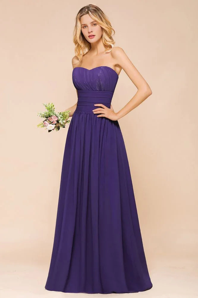 Sweetheart Chiffon Garden Bridesmaid Dress Strapless Party Dress