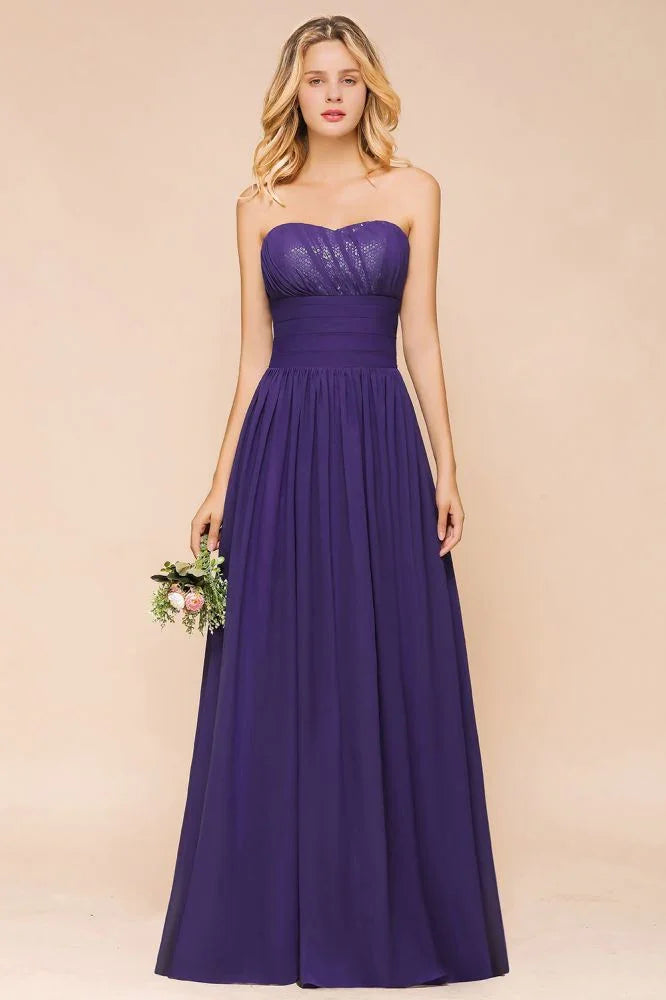 Sweetheart Chiffon Garden Bridesmaid Dress Strapless Party Dress