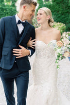 Robe de mariée sans manches en tulle avec appliques de sirène chérie et dentelle