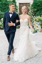Robe de mariée sans manches en tulle avec appliques de sirène chérie et dentelle