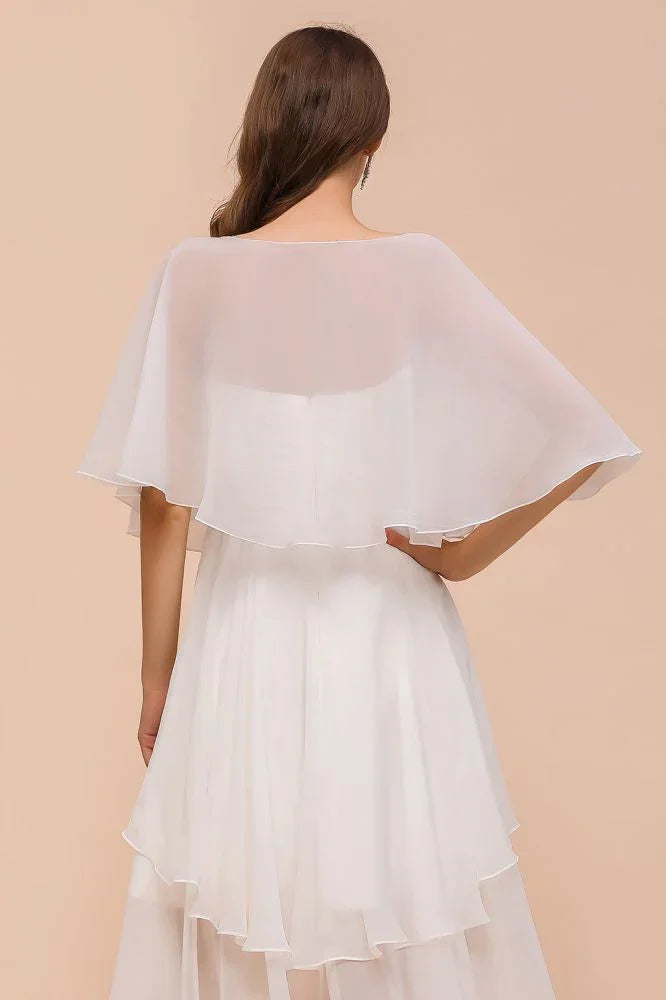 Süßes Mini-Chiffonkleid mit Wickel, Einfaches Strandjungfernkleid für die Braut