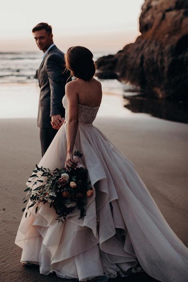 Vestidos de Noiva com Decote Coração e Corpete Bordado Vestidos de Casamento