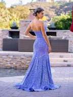Vestido de Festa/Noite com Alças Finas de Sereia, Decote Coração e Lantejoulas