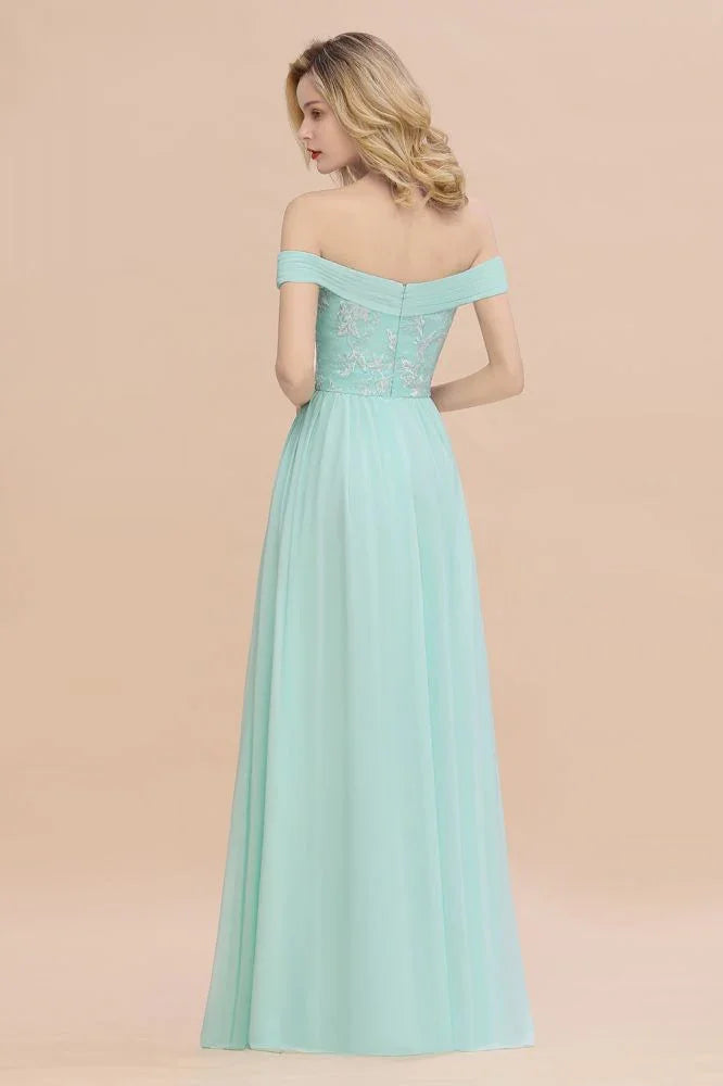 Sweetheart Ruffles Simple Prom Dresses Off the Shoulder aline Bridesmaid Dress