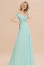 Sweetheart Ruffles Simple Prom Dresses Off the Shoulder aline Bridesmaid Dress
