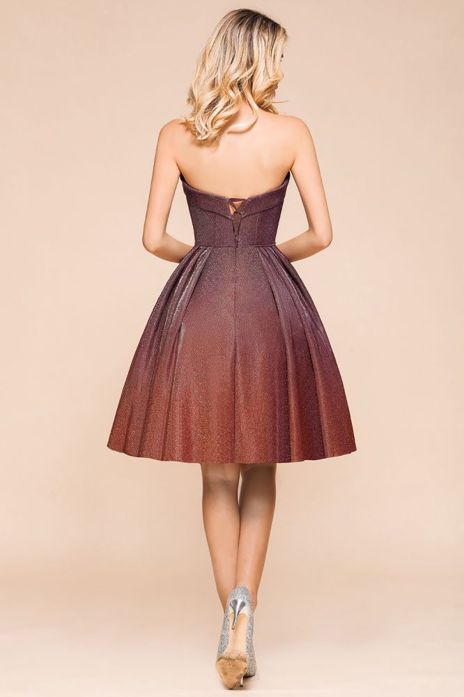 Robe courte sans manches Sweetheart pour retour à la maison en soie éclatante, longueur genou, robe de bal