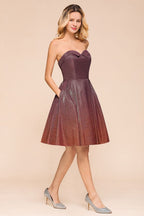 Robe courte sans manches Sweetheart pour retour à la maison en soie éclatante, longueur genou, robe de bal