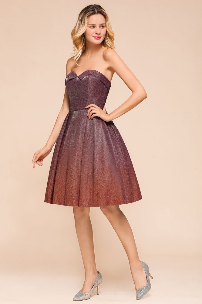 Robe courte sans manches Sweetheart pour retour à la maison en soie éclatante, longueur genou, robe de bal