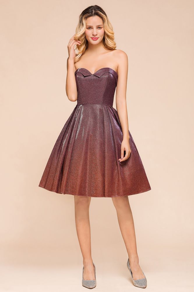 Robe courte sans manches Sweetheart pour retour à la maison en soie éclatante, longueur genou, robe de bal