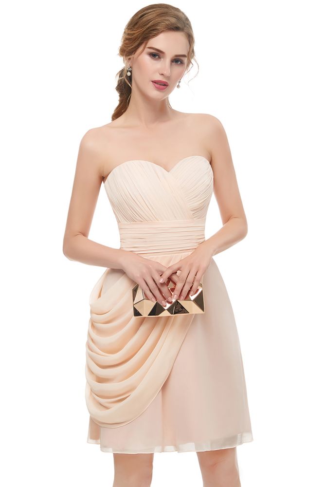 Robe courte de bal d'accueil en chiffon à volants, sans bretelles, coupe princesse