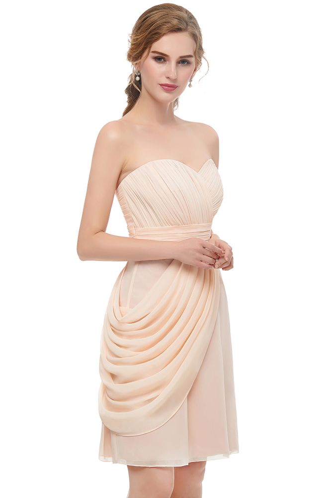 Robe courte de bal d'accueil en chiffon à volants, sans bretelles, coupe princesse