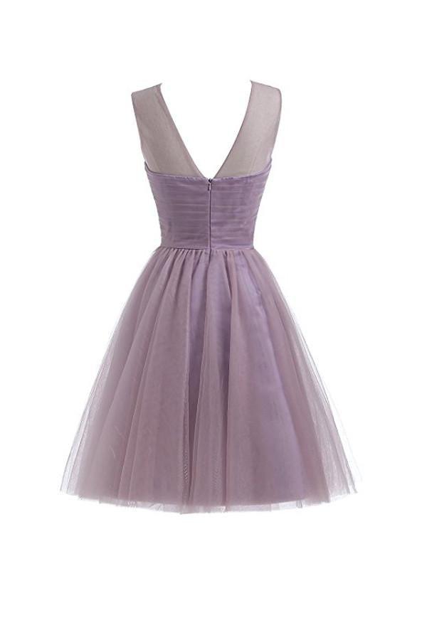 Robes de bal de rentrée en tulle lilas clair, robes courtes de bal