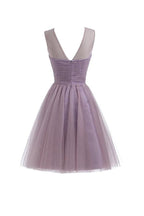 Robes de bal de rentrée en tulle lilas clair, robes courtes de bal