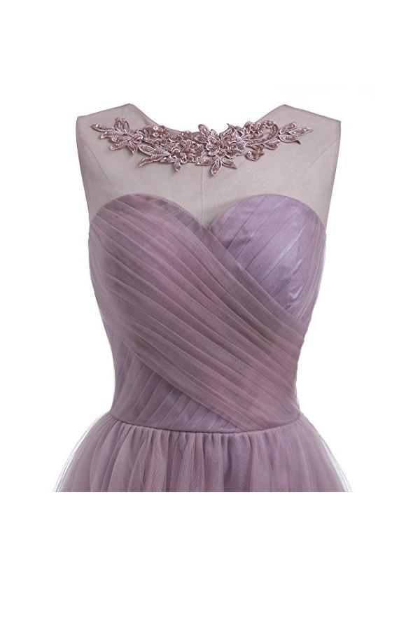 Robes de bal de rentrée en tulle lilas clair, robes courtes de bal