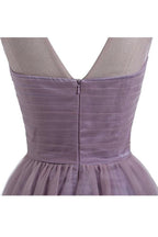 Robes de bal de rentrée en tulle lilas clair, robes courtes de bal