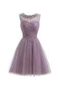 Robes de bal de rentrée en tulle lilas clair, robes courtes de bal