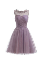 Robes de bal de rentrée en tulle lilas clair, robes courtes de bal