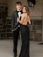 Tove | Orange One Sholder Sequins Mermaid Prom Dresses with Slit