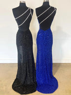 Tove | Orange One Sholder Sequins Mermaid Prom Dresses with Slit