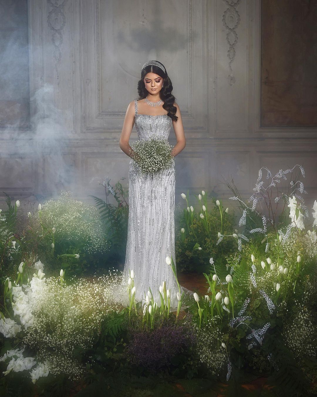 Vestido de Noiva Comprido até ao Chão, com Alças Finas Quadradas, Sem Mangas, Estilo Sereia, em Renda, na Moda
