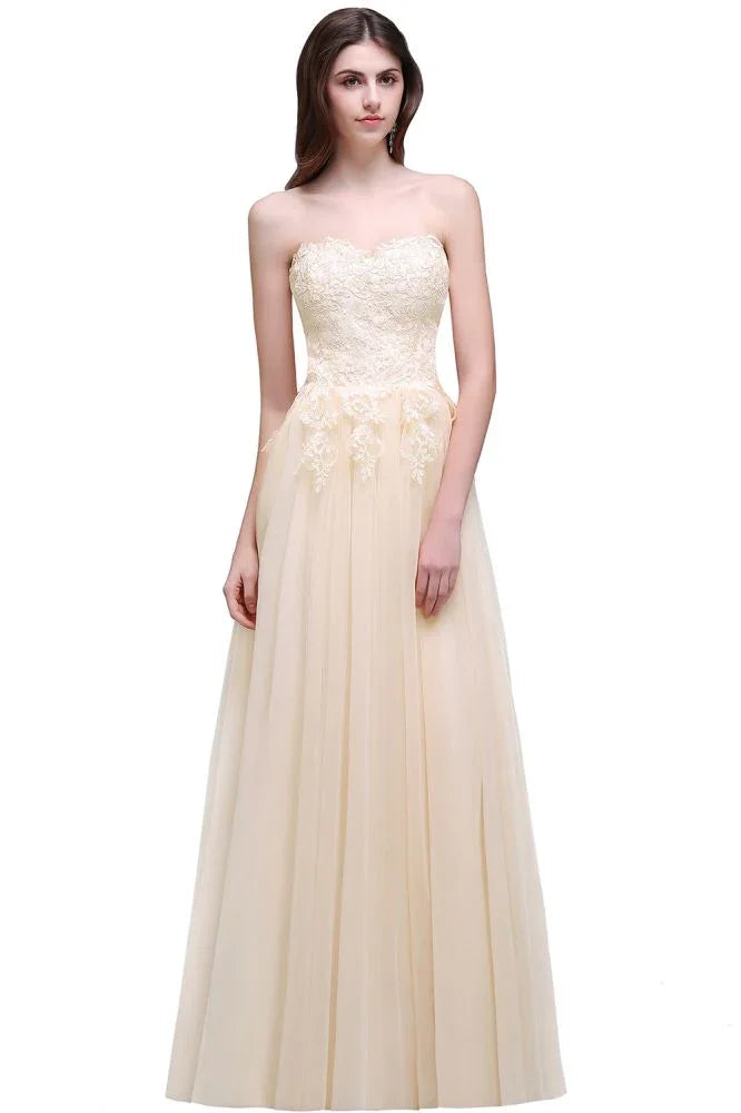 Tulle Aline Floor Length Appliques Prom Dress
