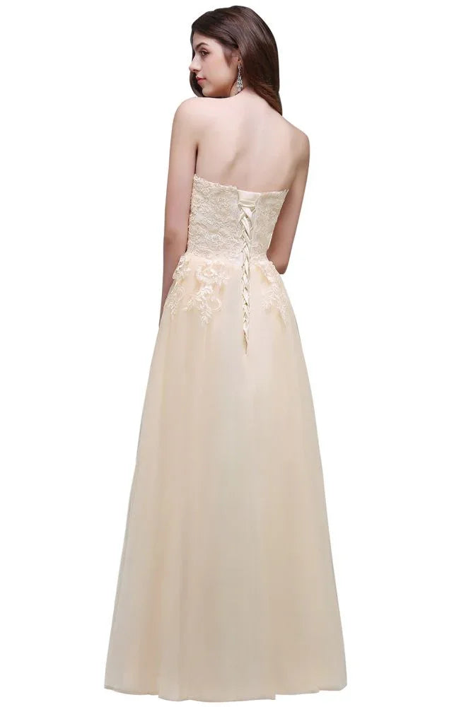 Tulle Aline Floor Length Appliques Prom Dress