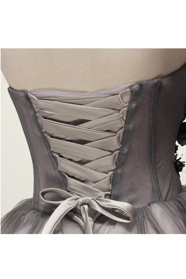 Robe courte de bal en tulle gris Robe de retour à la maison Robe de cocktail