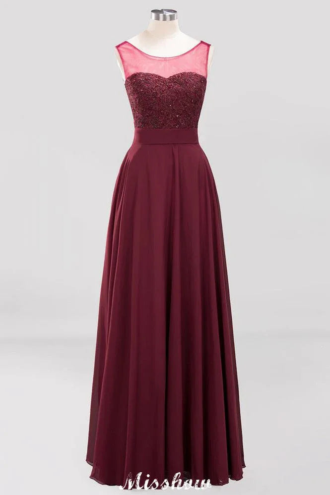 Vestidos de Dama de Honra sem Mangas com Miçangas em Renda de Tule, Comprimento ao Chão, Corte em A, Vestido de Festa em Chiffon e Tule