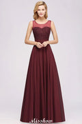 Vestidos de Dama de Honra sem Mangas com Miçangas em Renda de Tule, Comprimento ao Chão, Corte em A, Vestido de Festa em Chiffon e Tule