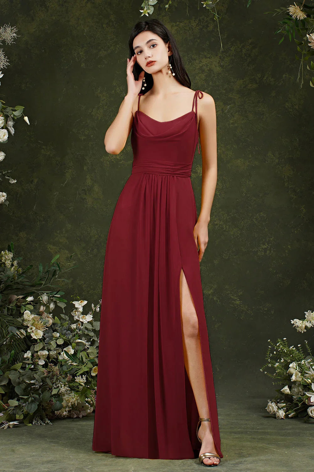 Tulle Spaghetti strapes Aline Split Front Prom dress