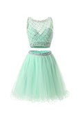 Vestidos de fiesta de tul menta de dos piezas para el regreso a casa