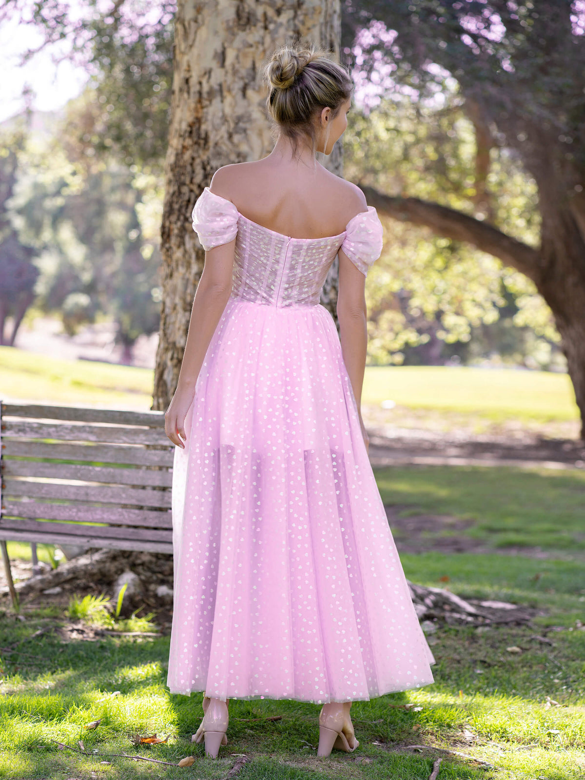 Maxi-Ballkleid aus Tüll mit süßem Ausschnitt